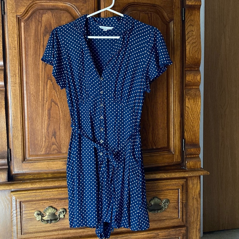 AE button down polka dot romper
